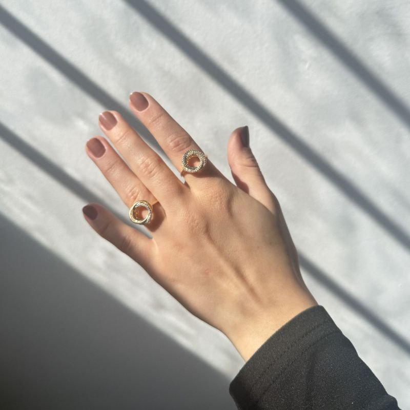 Anel Elos Lisos e Cravejado Fressen Endless Banhado a Ouro 18K