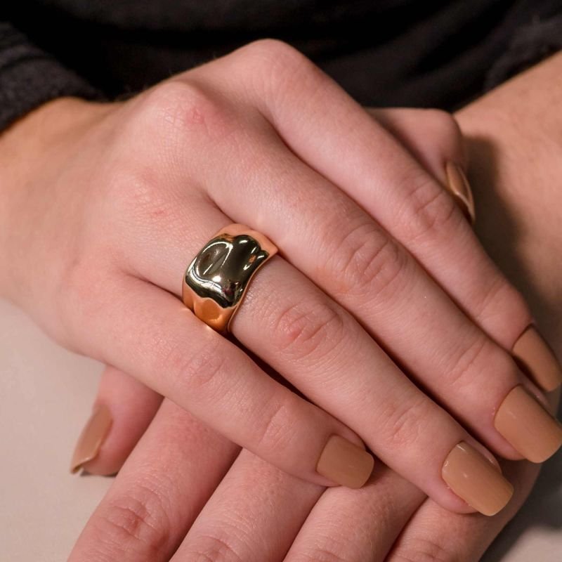 Anel Breeze Orgânico Banhado a Ouro 18K