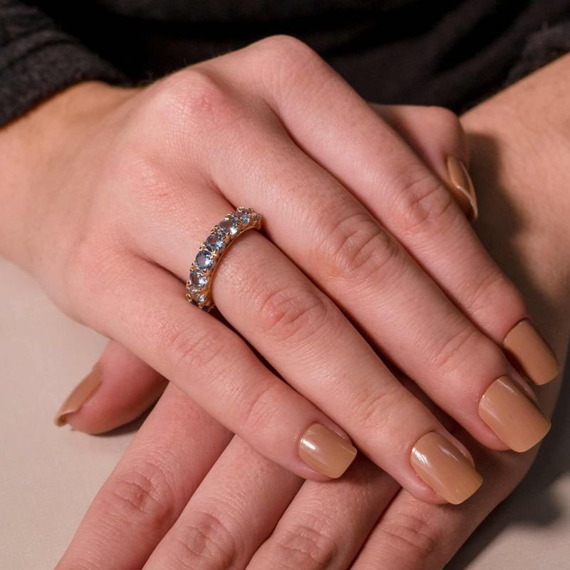 Anel Cravejado Zircônias Redondas Banhado a Ouro 18K