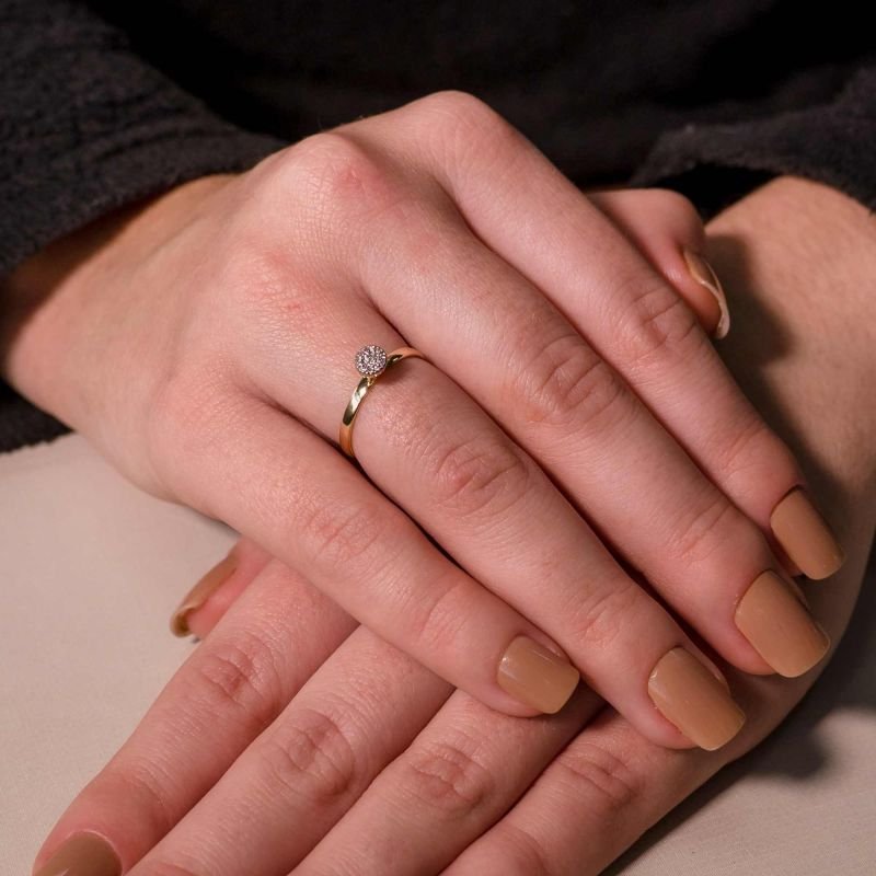 Anel Day to Night Solitário Cravejado Banhado a Ouro 18K