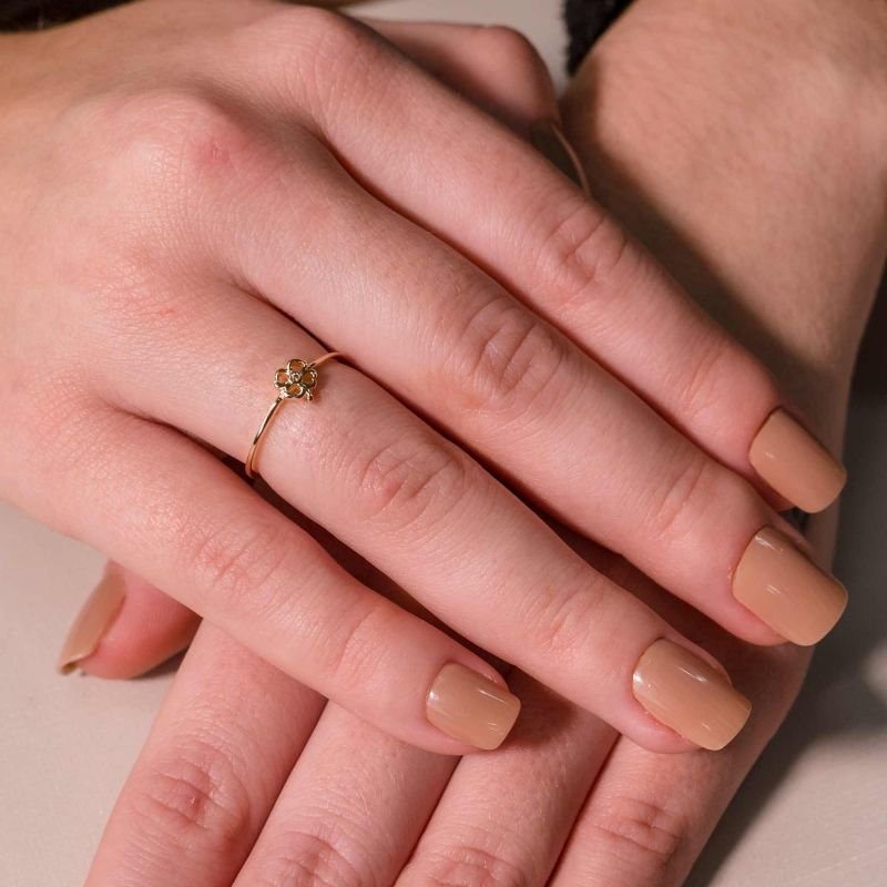 Anel Day to Night Liso Delicado Trevo Banhado a Ouro 18K