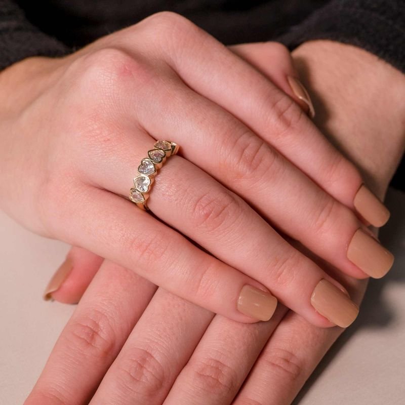 Anel Freedom 6 Corações Banhado a Ouro 18K