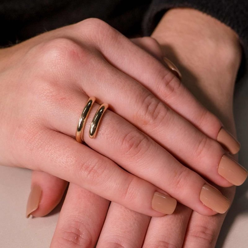 Anel Mom´s Aberto Liso Banhado a Ouro 18K