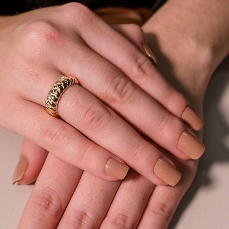 Anel Texturizado Mom's Banhado a Ouro 18K