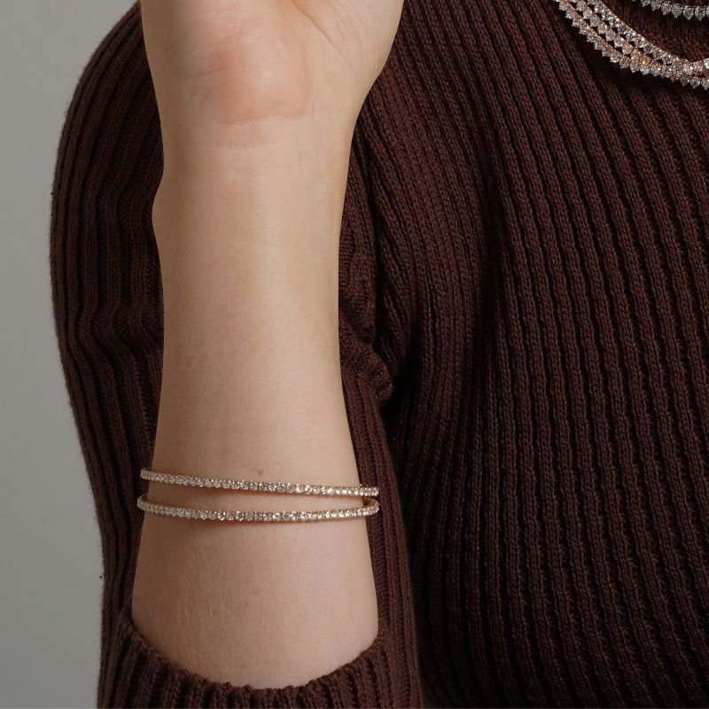 Bracelete Fio de Zircônias Fressen Moms Banhado a Ouro 18K