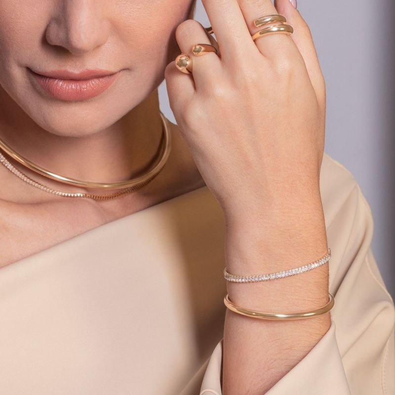 Bracelete Liso Day To Night Banhado a Ouro 18K