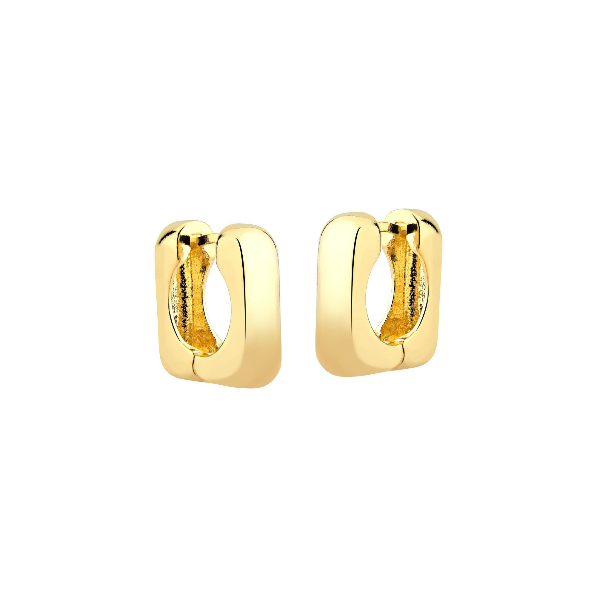 Brinco And You Argola Quadrada Lisa Banhado a Ouro 18K