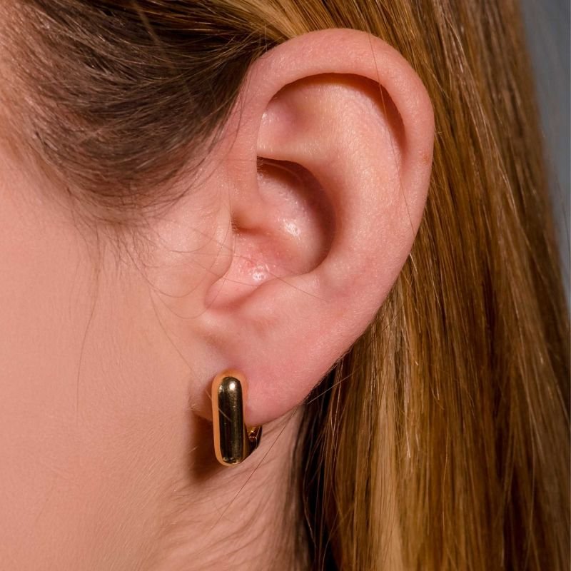 Brinco And You Argola Quadrada Lisa Banhado a Ouro 18K