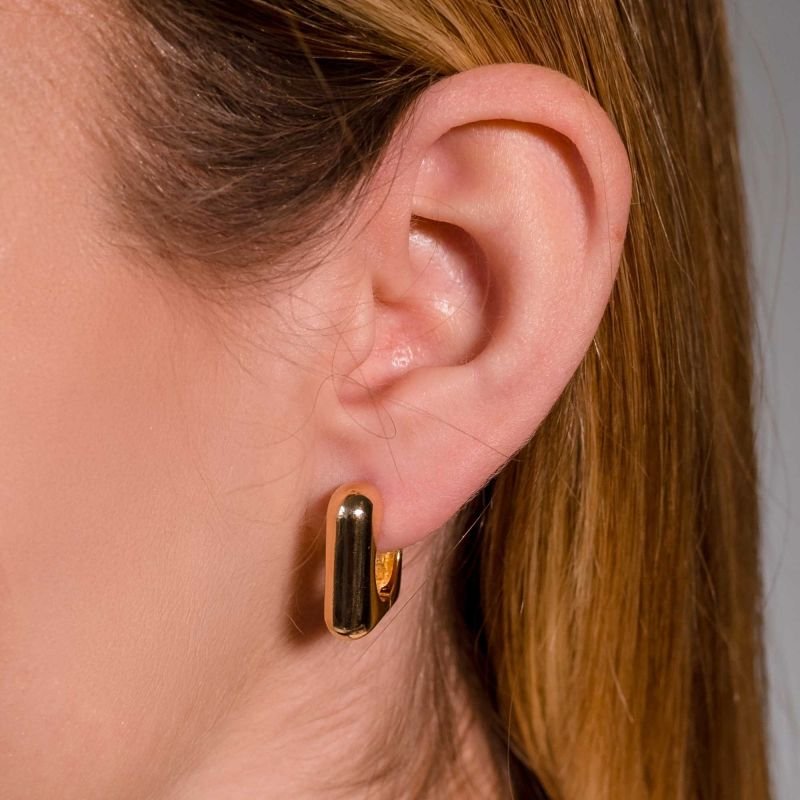 Brinco And You Argola Quadrada Lisa Banhado a Ouro 18K