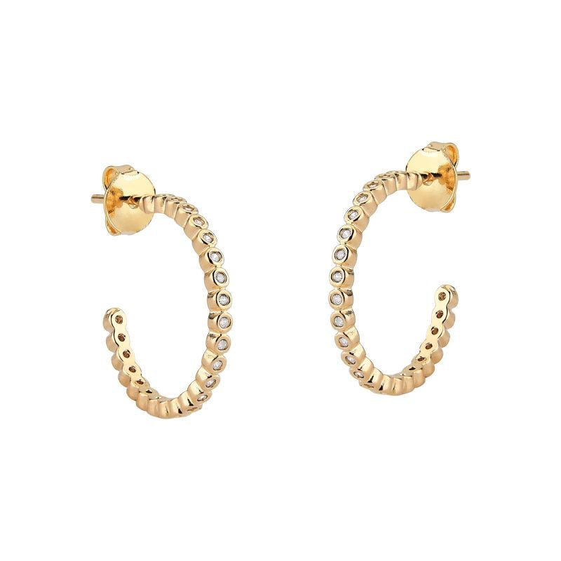 Brinco Argola com Ponto de Luz Banhada a Ouro 18k