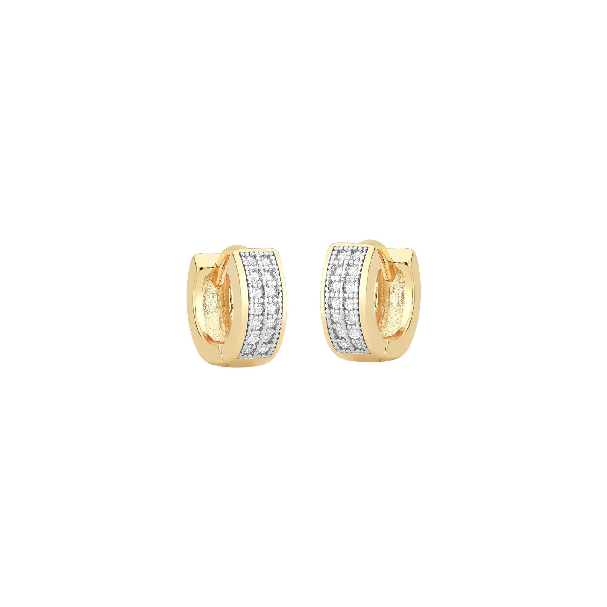 Brinco Argola Cravejada Banhado a Ouro 18K