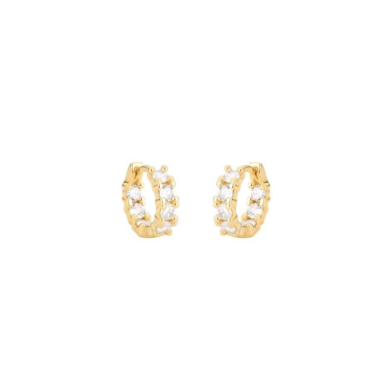 Brinco Argola Cravejada Fressen Amalfi Banhado a Ouro 18K