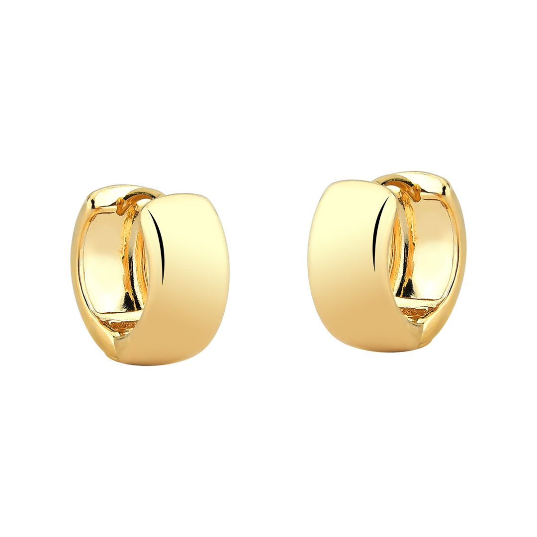 Brinco Argola Larga Lisa Banhado a Ouro 18K