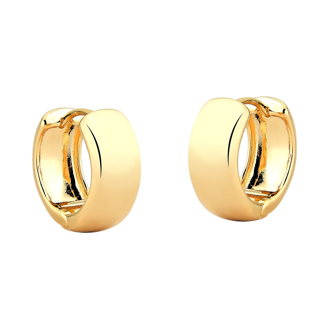 Brinco Argola Larga Lisa Banhado a Ouro 18K