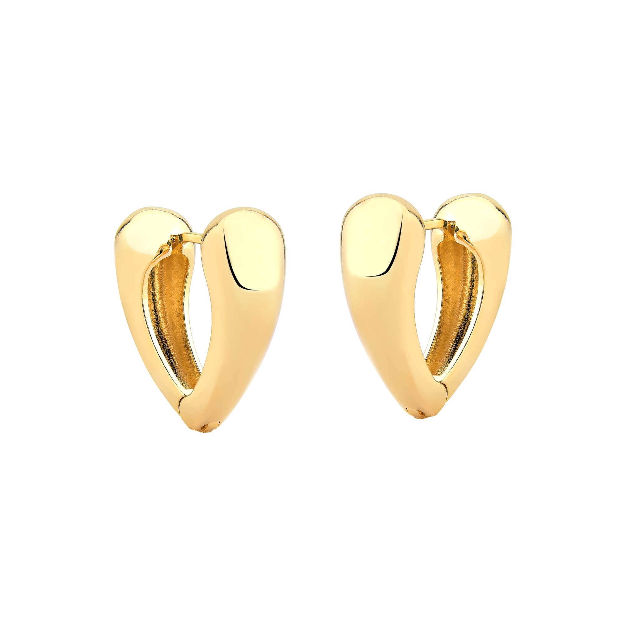 Brinco Argola Lisa Coração Banhado a Ouro 18K