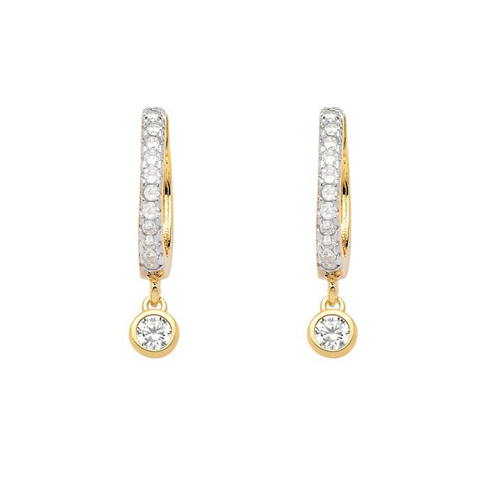 Brinco Argola My Collection Candy Cravejada Banhada a Ouro 18K - Ponto de luz safira