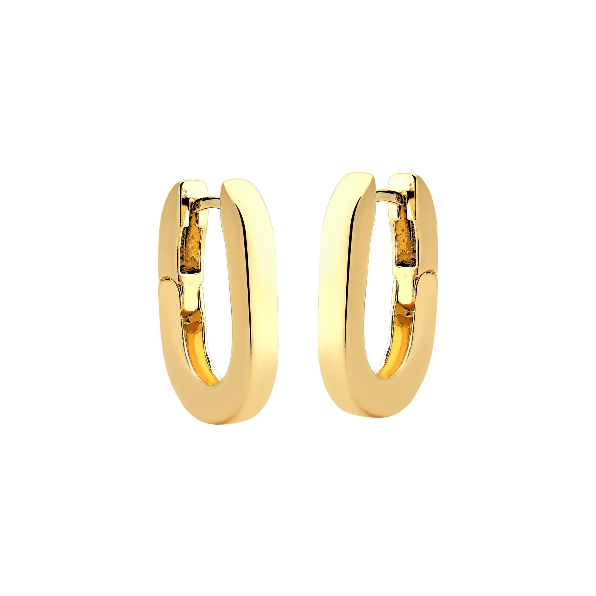 Brinco Argola Retangular Banhado a Ouro 18K