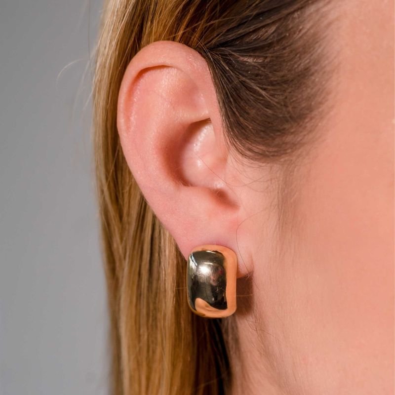 Brinco Arredondado Liso Mom's Banhado a Ouro 18K