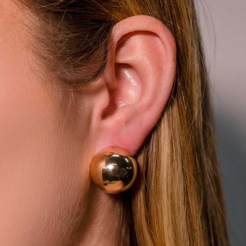 Brinco Bola Vazado Banhado a Ouro 18K