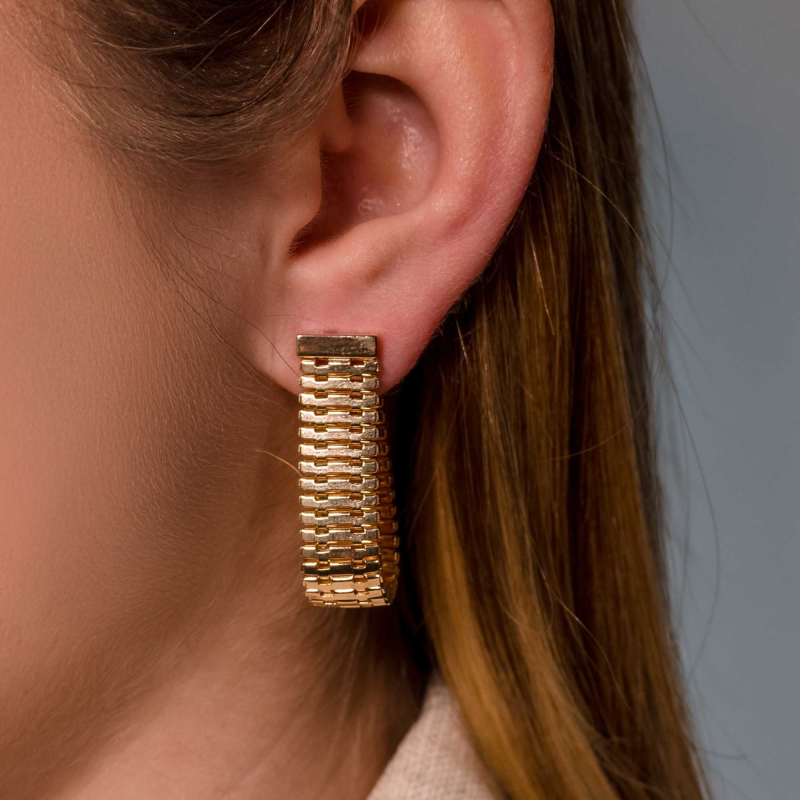 Brinco Celebrate Malha Escama Banhado a Ouro 18K