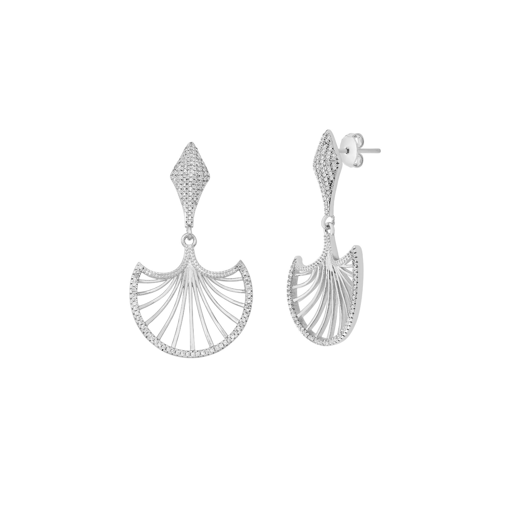 Brinco Comprido Detalhe Cravejado Banhado a Ouro 18K