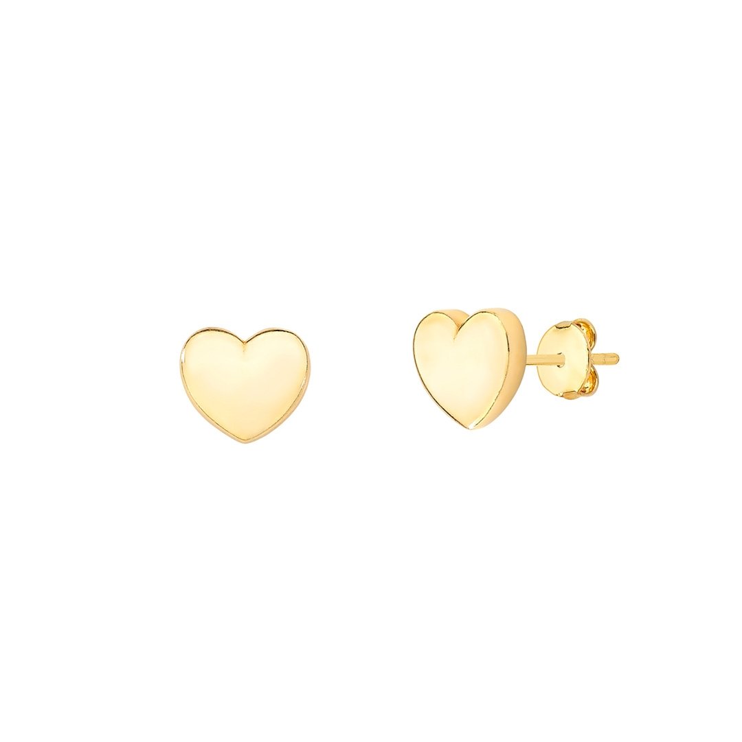 Brinco Coração Liso Banhado a Ouro 18K