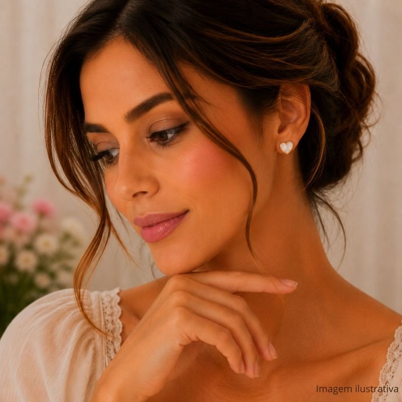 Brinco Coração Madre Pérola Fressen Lovers Banhado a Ouro 18K