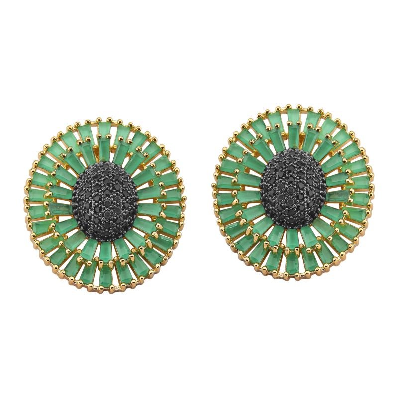 Brinco Cravejado com Zircônia Colorida Banhados a Ouro 18K