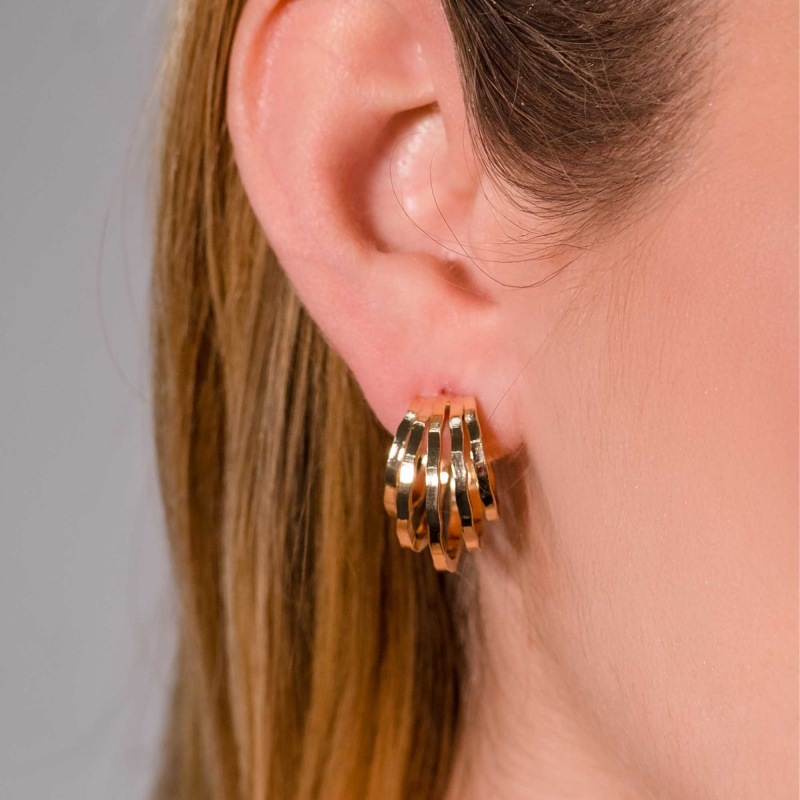 Brinco Day to Night Argola 5 Elos Banhado a Ouro 18K