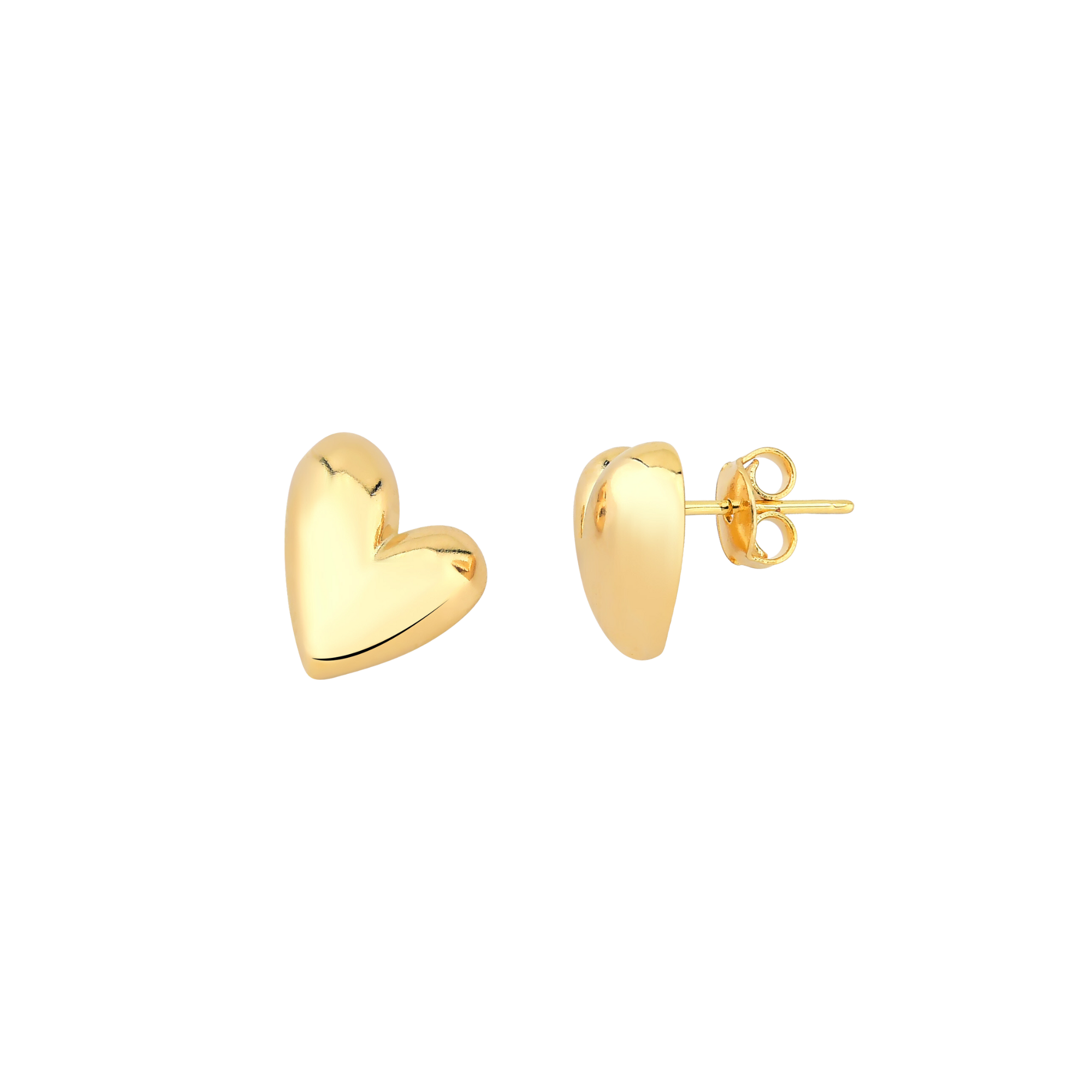 Brinco Day to Night Coração Liso Banhado a Ouro 18K