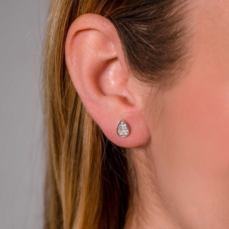 Brinco Gota Cravejado Banhado a Ouro 18K