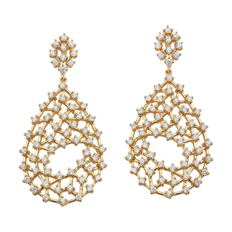 Brinco Gota Pontos de Luz Zircônia Cristal Banhado a Ouro 18K