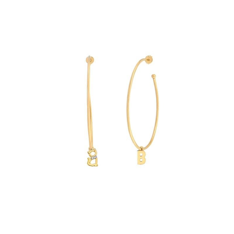 Brinco Meia Argola My Collection Love Banhada a Ouro 18k
