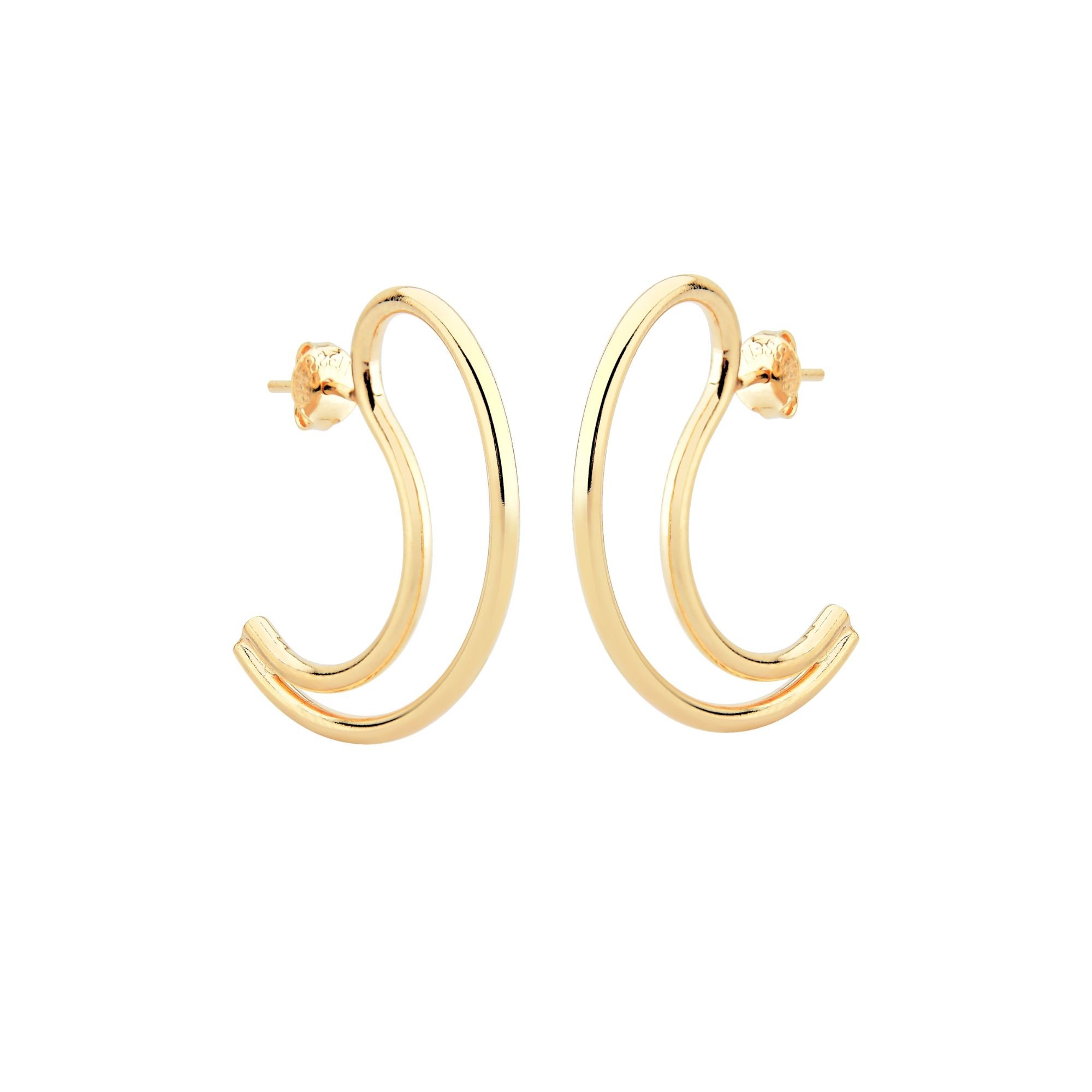 Brinco Meia Argola Orgânico Banhado a Ouro 18K