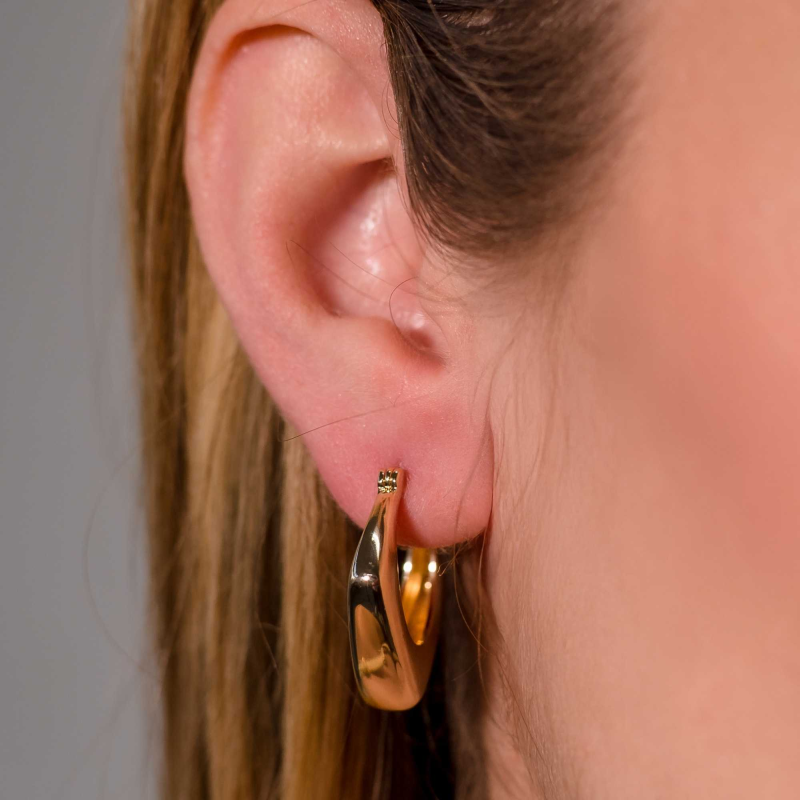 Brinco Mom's Argola Lisa Quadrada Banhado a Ouro 18K