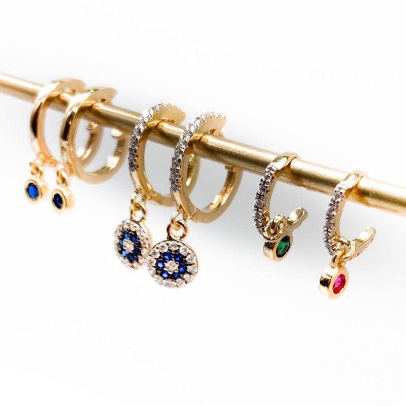 Brinco My Collection Argola Cravejada Candy Banhado a Ouro 18K