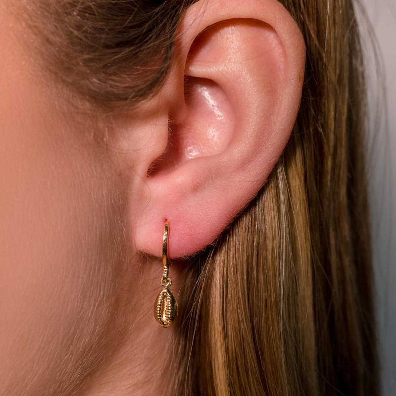 Brinco Ocean Argola e Pingente Fundo do Mar Banhado a Ouro 18K