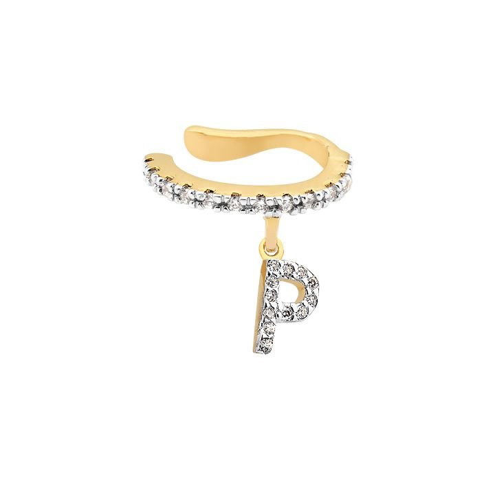 Brinco Piercing My Collection Candy LE Letras Cravejadas Banhado a Ouro 18K - Z