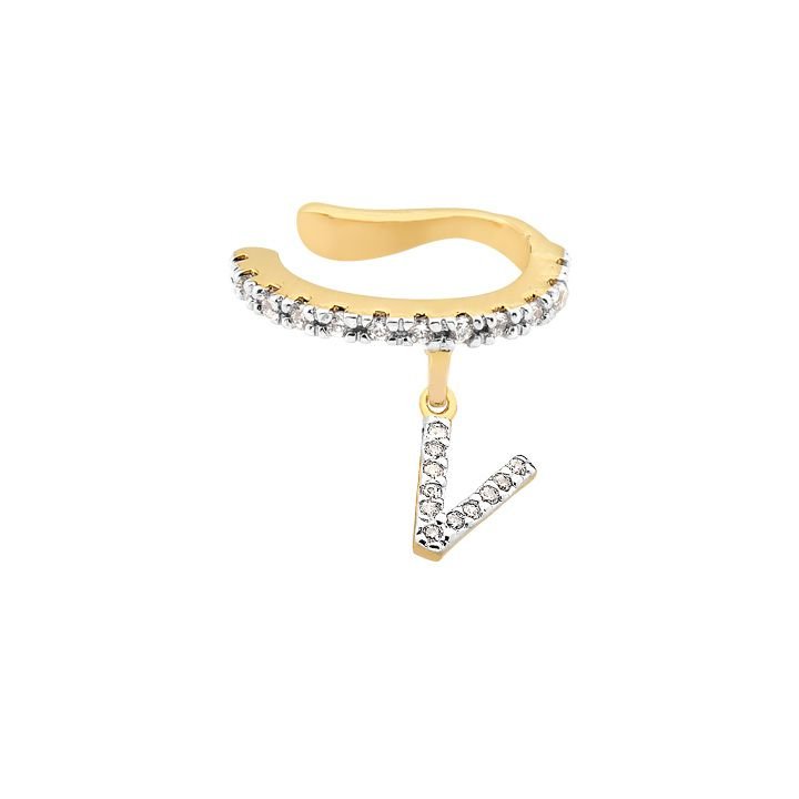 Brinco Piercing My Collection Candy LE Letras Cravejadas Banhado a Ouro 18K - Z