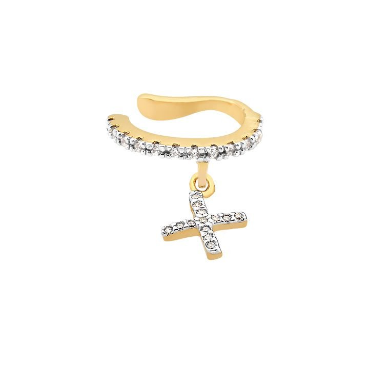 Brinco Piercing My Collection Candy LE Letras Cravejadas Banhado a Ouro 18K - Z