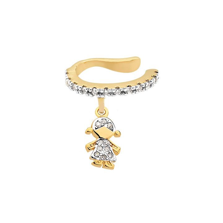 Brinco Piercing MyCollection Candy LD c/ Pingentes Banhado a Ouro 18K - Cruz