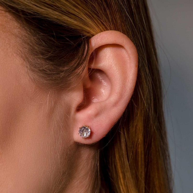 Brinco Ponto de Luz Zircônia Cristal Banhado a Ouro 18K