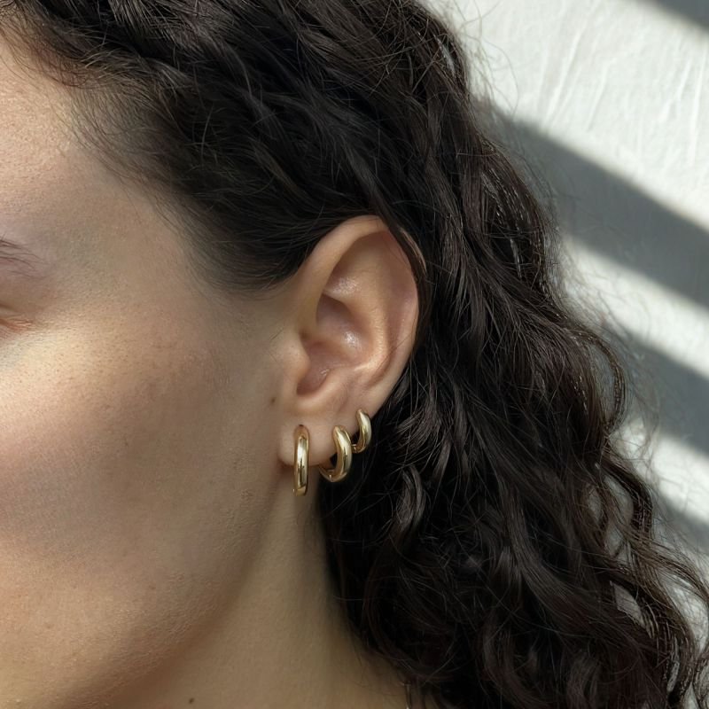 Brinco Trio Argola Lisa Banhado a Ouro 18K