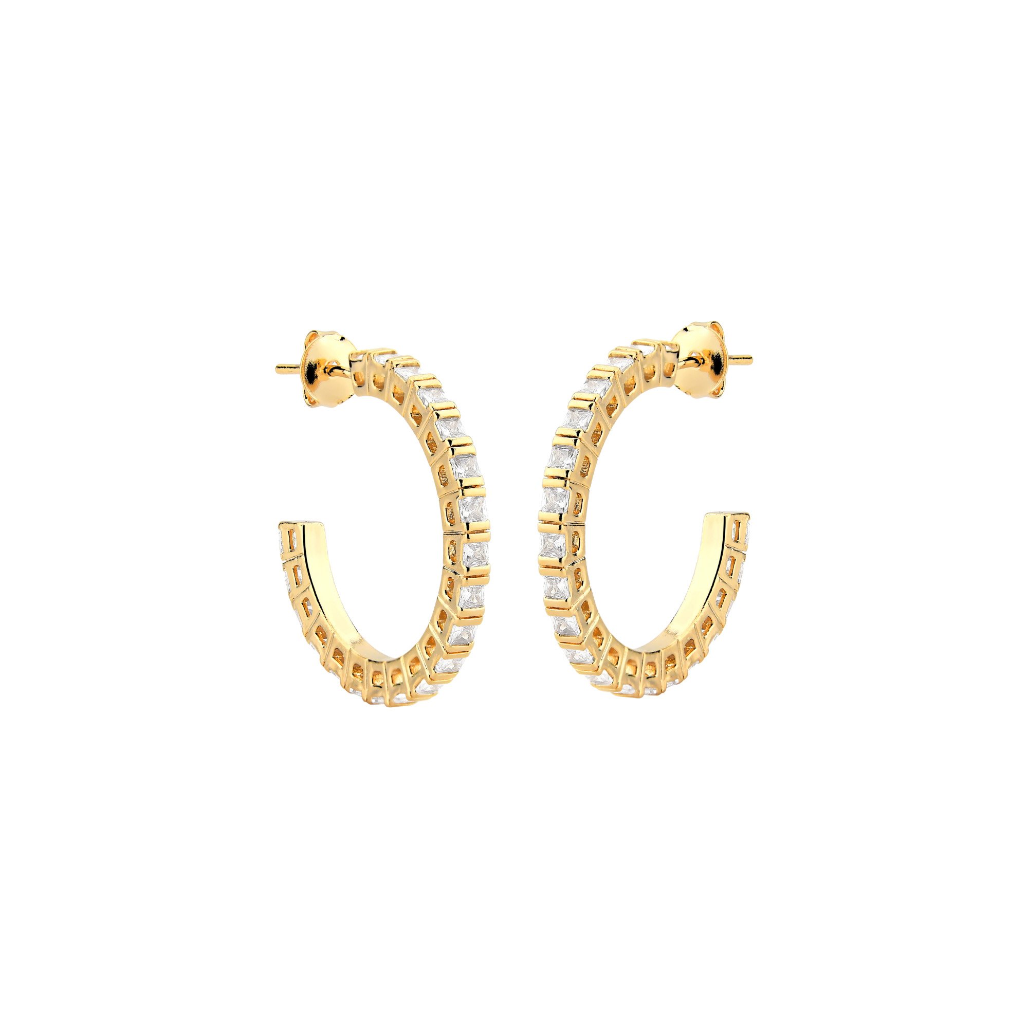 Brincos And You Argola Cravejada Banhado a Ouro 18K