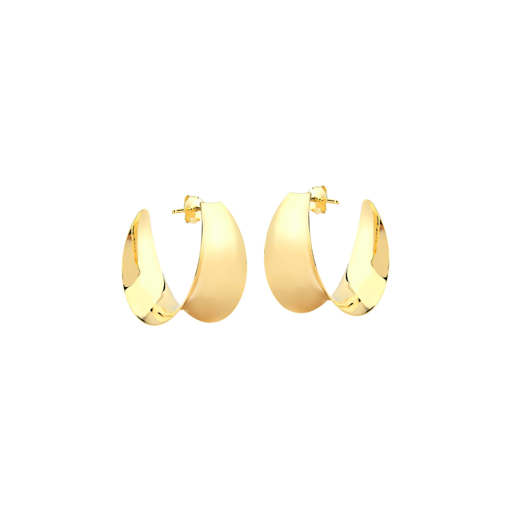 Brinco And You Meia Argola Lisa Banhado a Ouro 18K