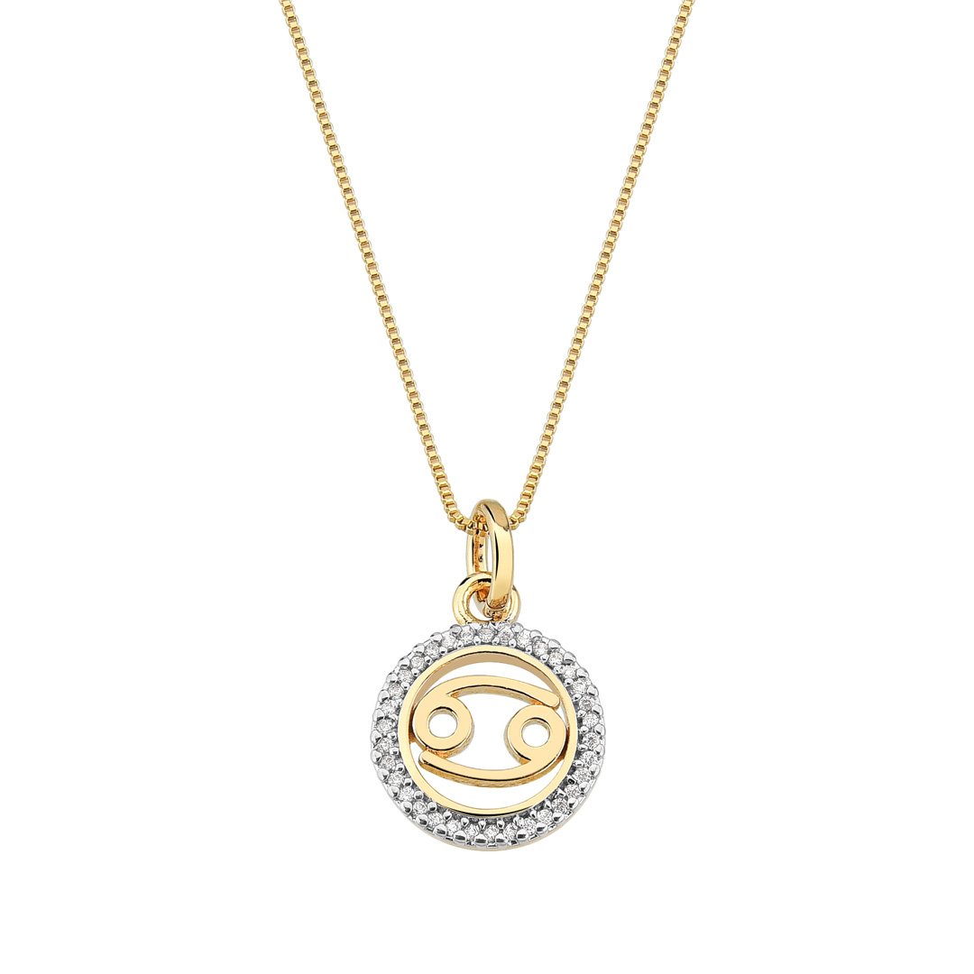 Colar c/ Pingente Signos Zircônia Banhado a Ouro 18k
