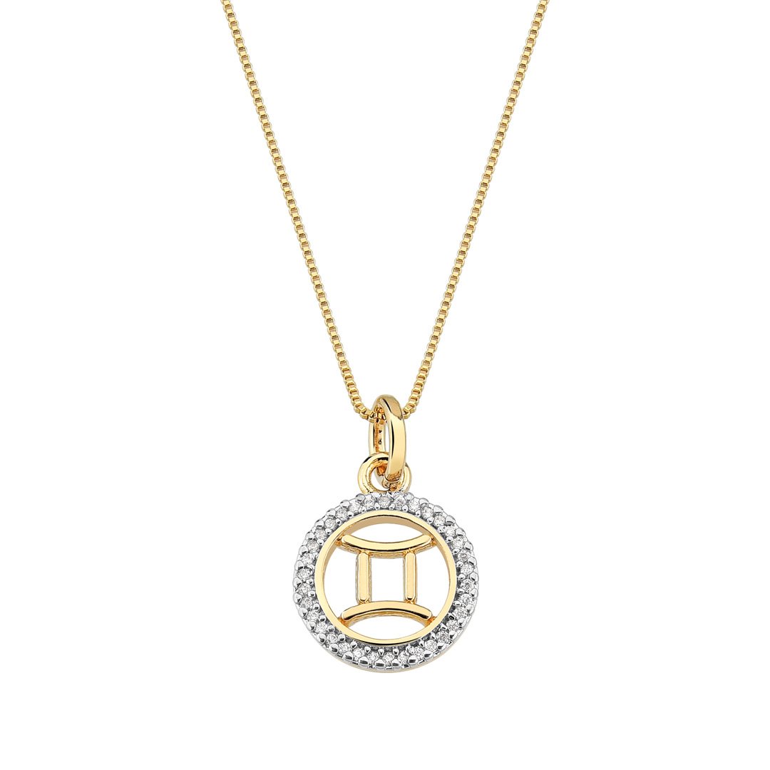 Colar c/ Pingente Signos Zircônia Banhado a Ouro 18k