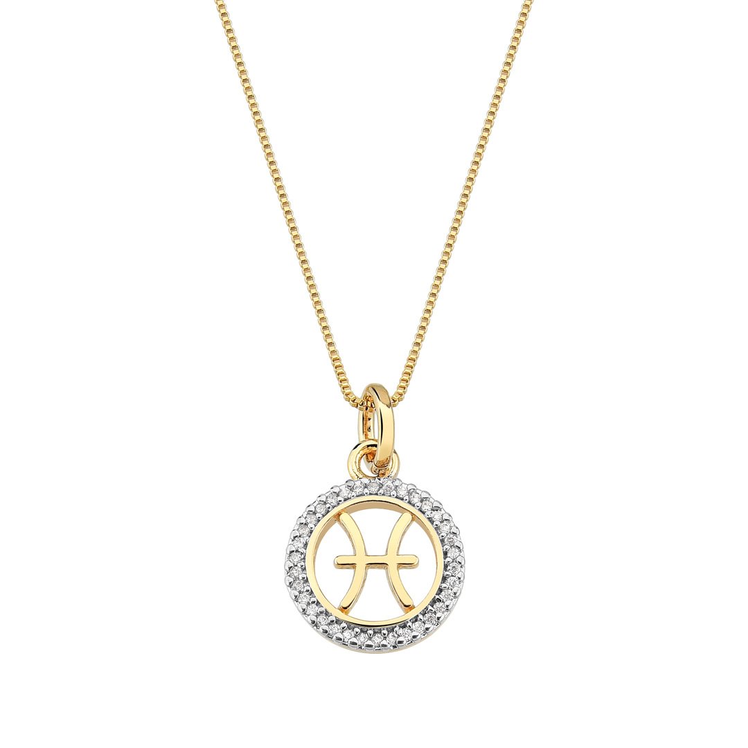 Colar c/ Pingente Signos Zircônia Banhado a Ouro 18k