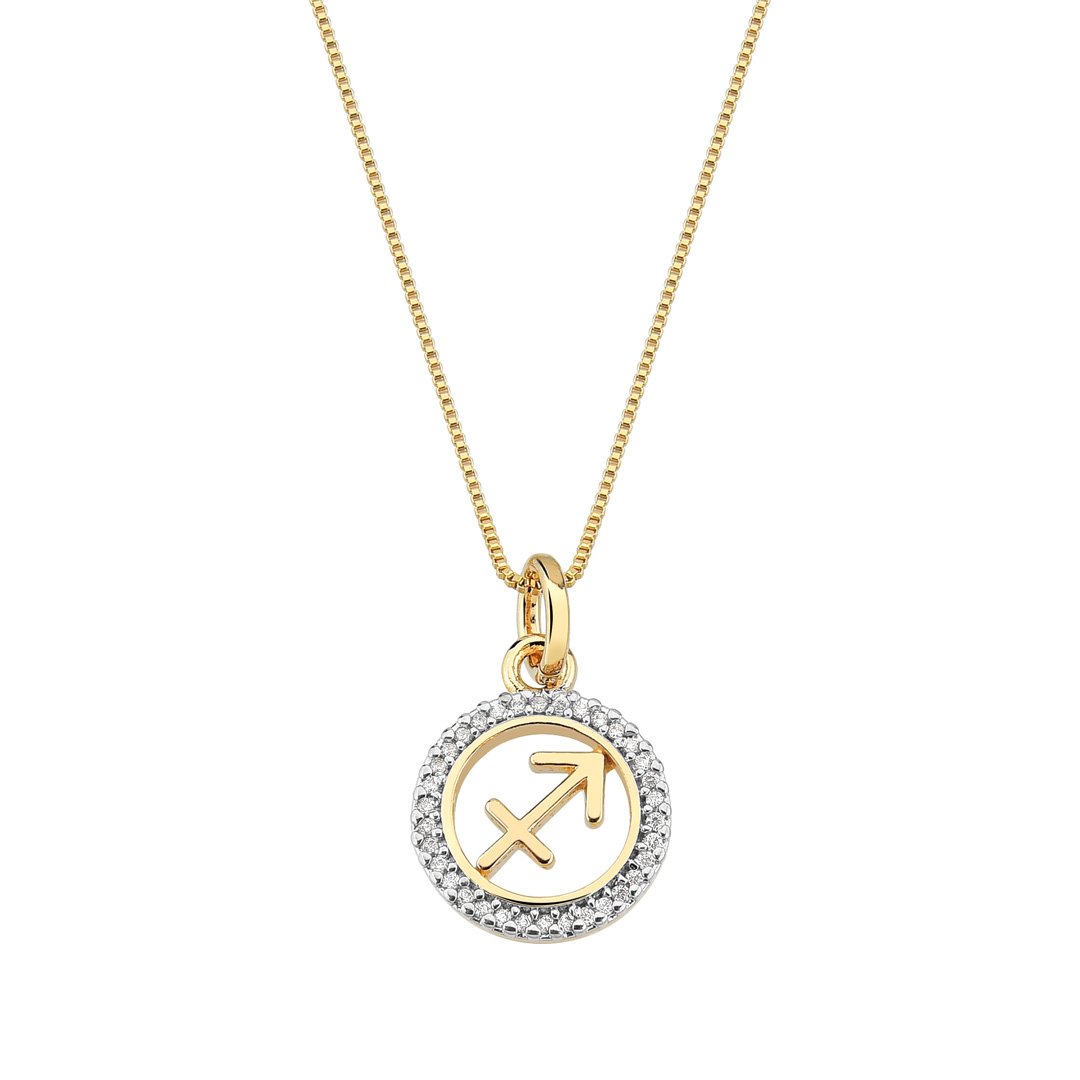 Colar c/ Pingente Signos Zircônia Banhado a Ouro 18k