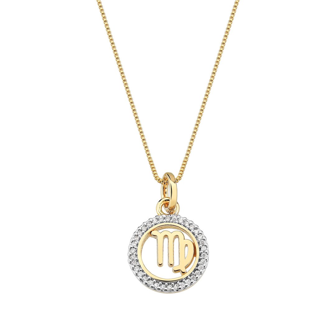 Colar c/ Pingente Signos Zircônia Banhado a Ouro 18k